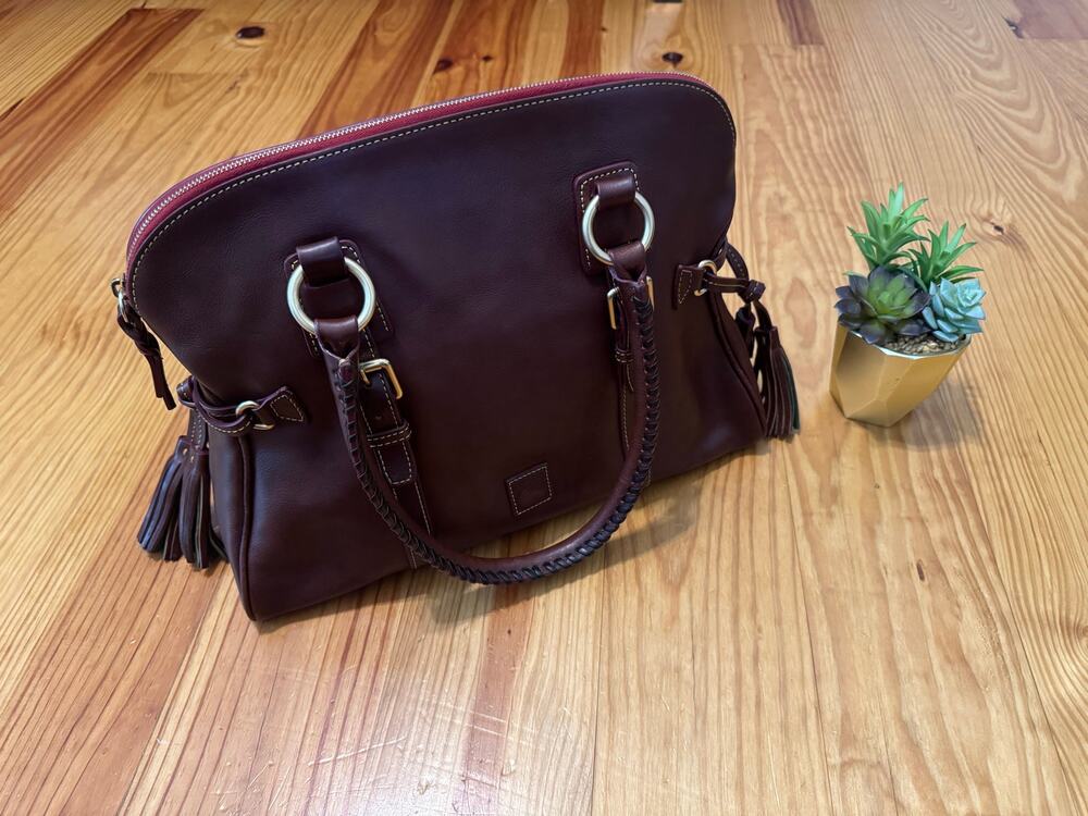 Dooney & Bourke - Florentine Leather Domed Buckle Satchel - Bordeaux